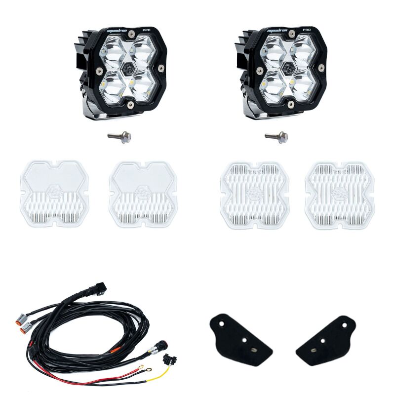 Ford Bronco Light Bars & Cubes - Baja Designs - Squadron Pro 2.0 A-Pillar Kit Tgl (Spot) - Clear - `21-`25